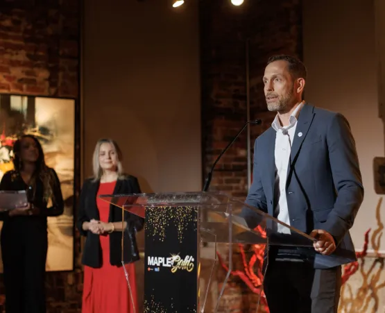 Accepting Speech on Stage at Magnet Awards