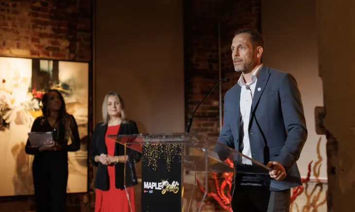 Accepting Speech on Stage at Magnet Awards